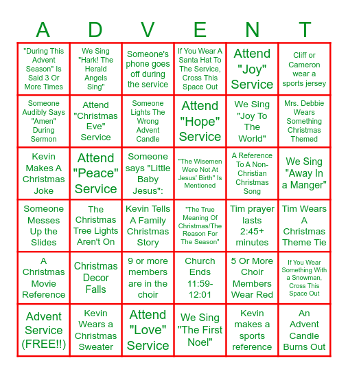 Month of Advent Bingo (Good Until Dec 24) Bingo Card