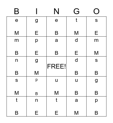 Sound Bingo Card