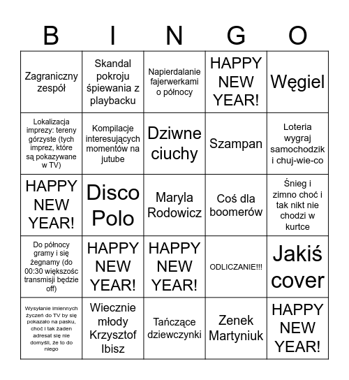 Sylwester/Nowy Rok Miki18 [PL] Bingo Card