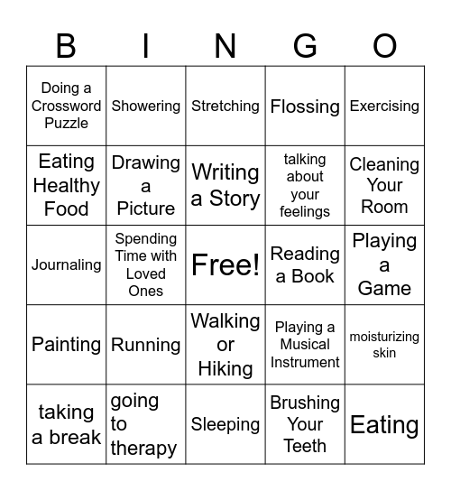 Self-Care & Creativity Bingo Card