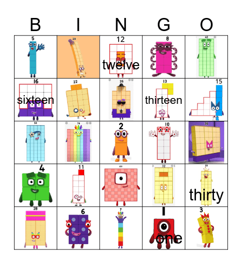 Number Blocks Bingo Card