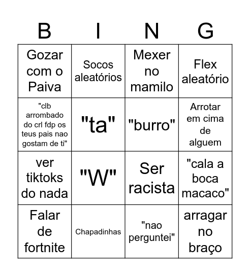 Ruivoh Bingoh Bingo Card