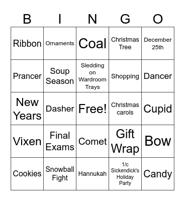 HOLIDAY BINGO Card