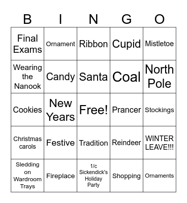 HOLIDAY BINGO Card