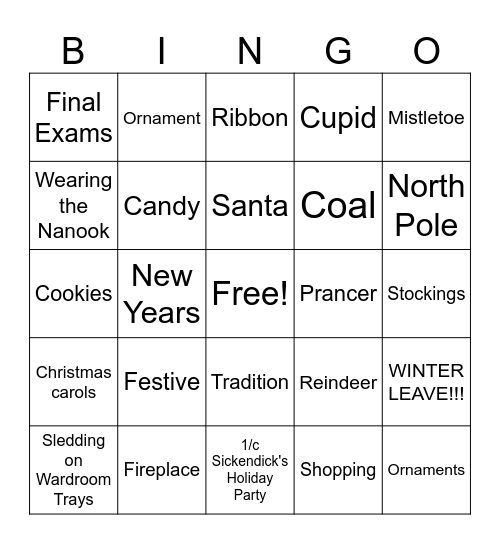 HOLIDAY BINGO Card