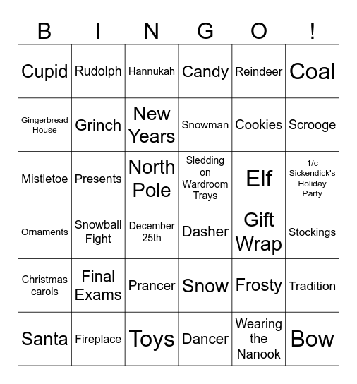 HOLIDAY BINGO Card