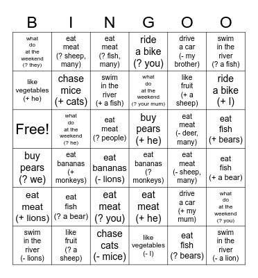Fizz 2 Unit 5 Bingo Card