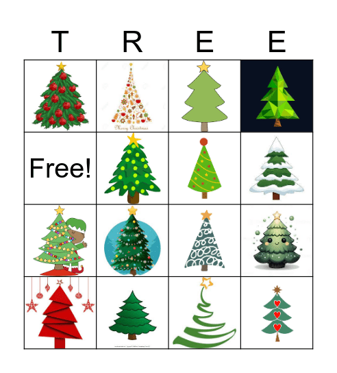 Christmas Tree BINGO Card