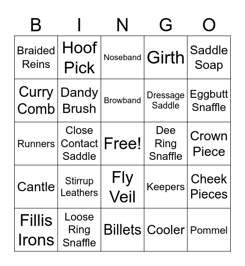Pony Club Bingo - Level 1 Bingo Card