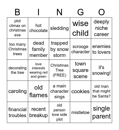 2024 Lifetime & Hallmark Christmas Movie Mashup Bingo Card