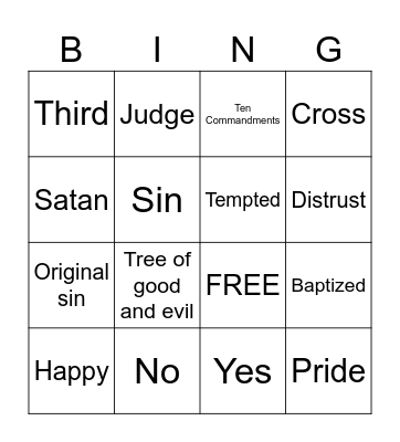 CCD bingo Card