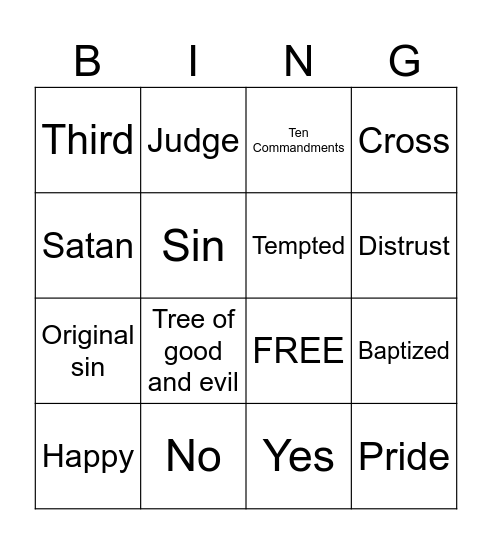 CCD bingo Card