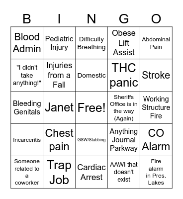 Call Type Bingo Card