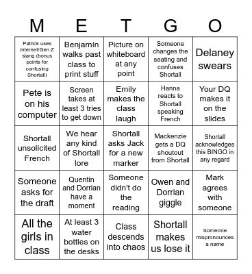 Mod Euro Thought-Go Bingo Card