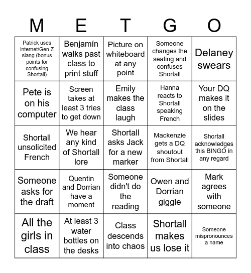 Mod Euro Thought-Go Bingo Card