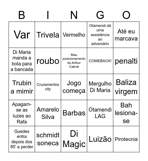 Benfica BINGO Card