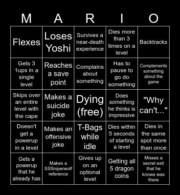 Mario!!!!!!!! Bingo Card
