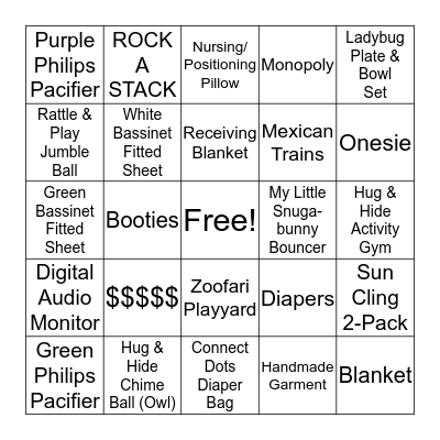 Baby Bingo Card