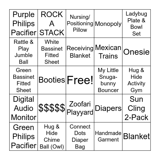 Baby Bingo Card