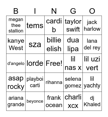 music 2023 bingo Card
