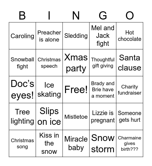 Virgin River: Xmas Special Bingo Card