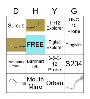 Dental Hygiene Instruments Bingo Card