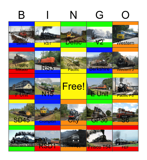 Railroad Musuems that I want to visit someday Bingo Card