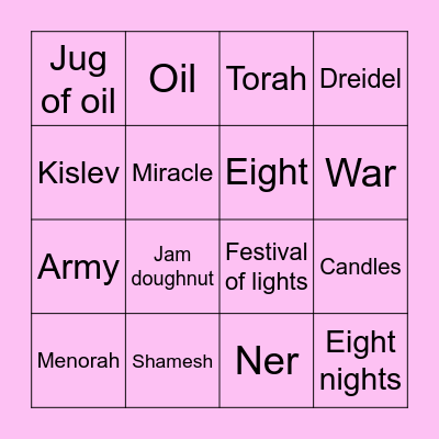 CHANUKAH BINGO!!! Bingo Card