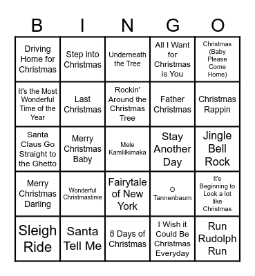 Holiday Inn Bingo Card