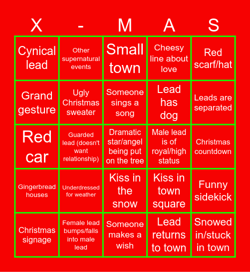 Hallmark Bingo Card