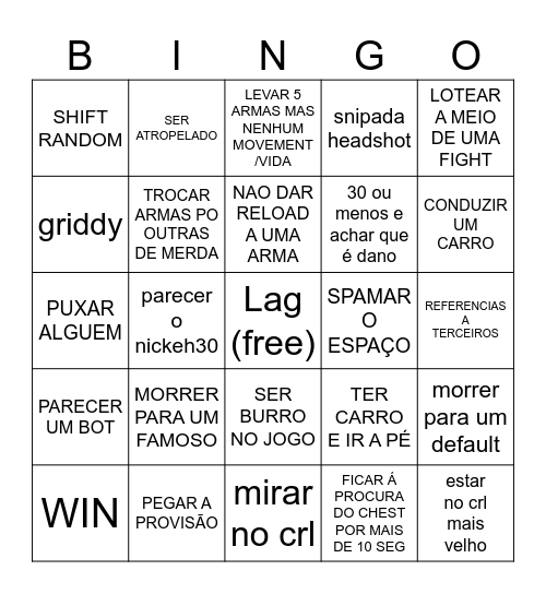 hugo lag Bingo Card