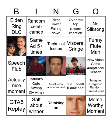 Game Awards 2023 Bingo Card