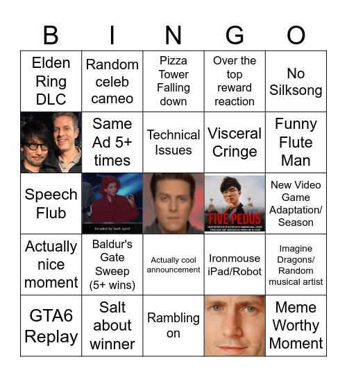 Game Awards 2023 Bingo Card