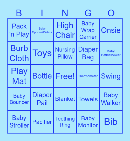 Catherine's Baby Bingo Card