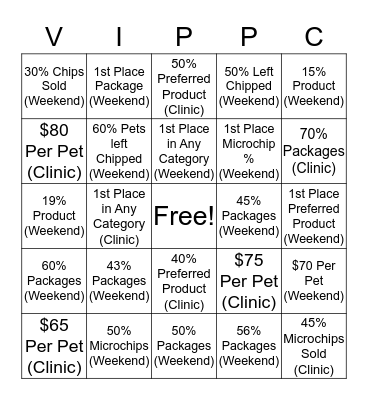 April VIP Bingo!  Bingo Card