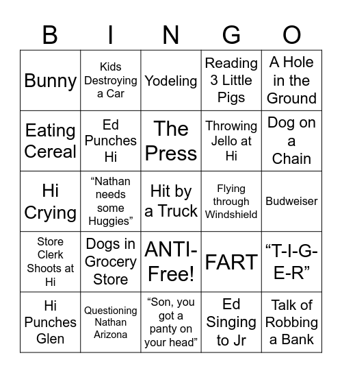 Raising Arizona - Round 2 Bingo Card