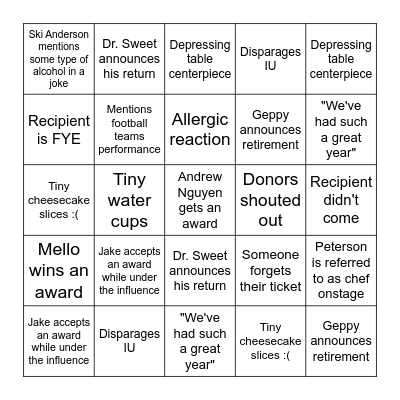 Band Banquet Bingo! Bingo Card
