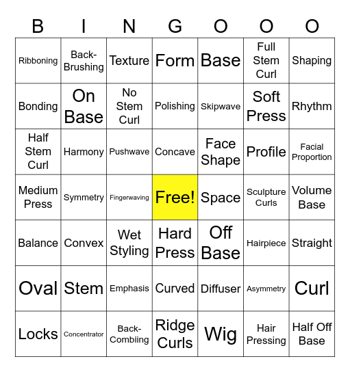 Hair Design Test Review Bingo Card