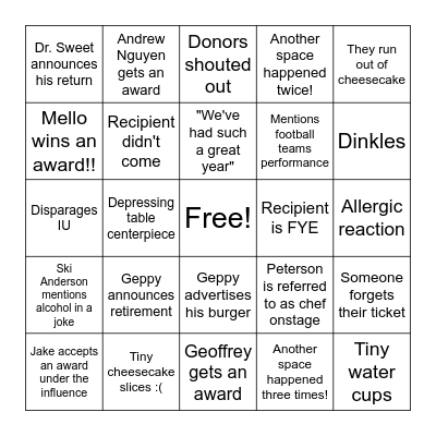Band Banquet Bingo! Bingo Card