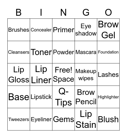 Beauty Bar  Bingo Card