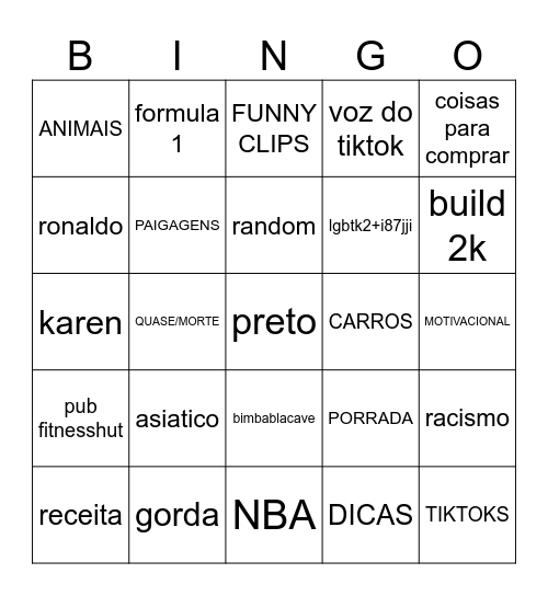 bingola do Paco Bingo Card