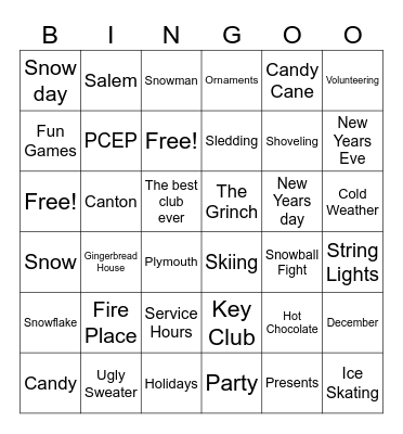 Key Club Bingo Card
