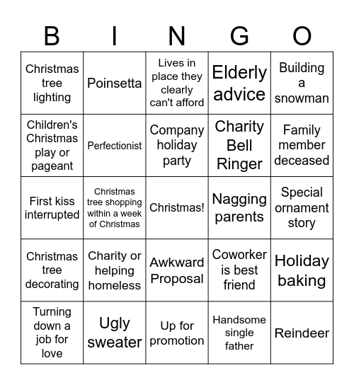 Christmas Movie Bingo Card