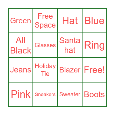 WHAT ARE YOU WEARING BINGO Card