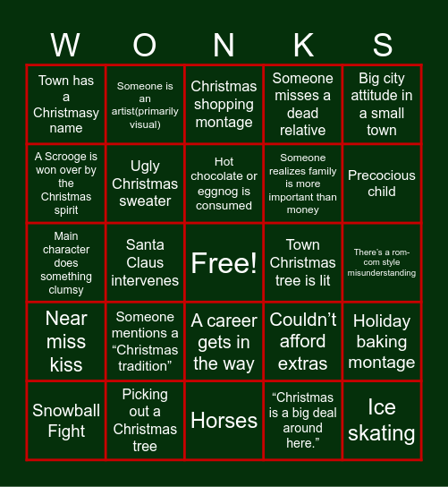 Hallmark Bingo Card