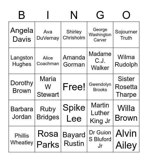 Black Trailblazers Bingo Card