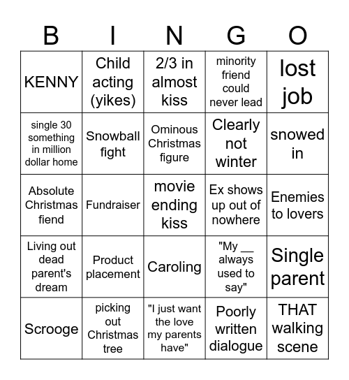 Hallmark Christmas Bingo Card