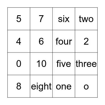 Number Bingo Card