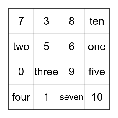 Number Bingo Card