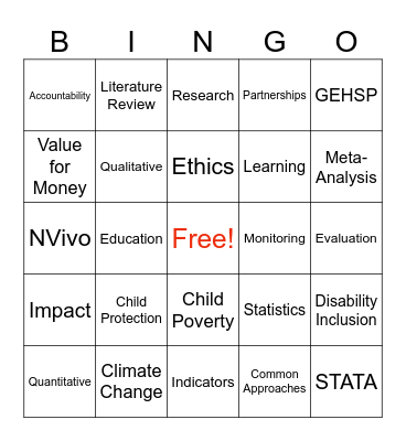 Research & Evidence Bingo Card
